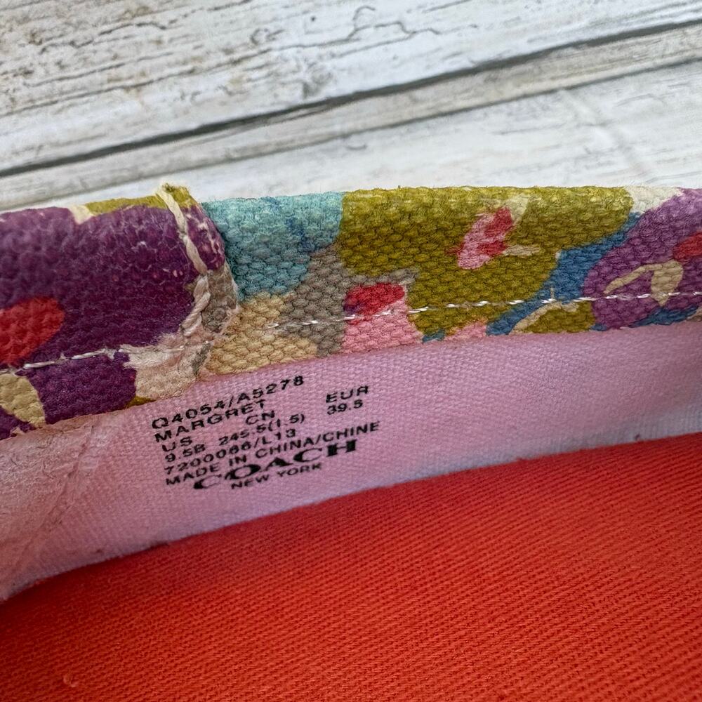 Coach Margret Espadrille Slip On Flats Sz 9.5B Floral Print Canvas Coastal Boho - Picture 10 of 11